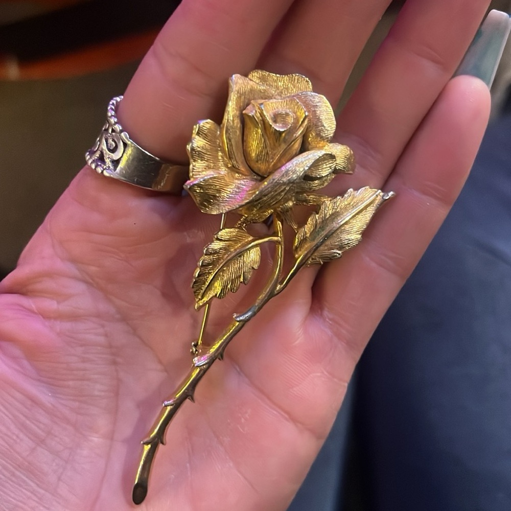 Gold Rose Brooch